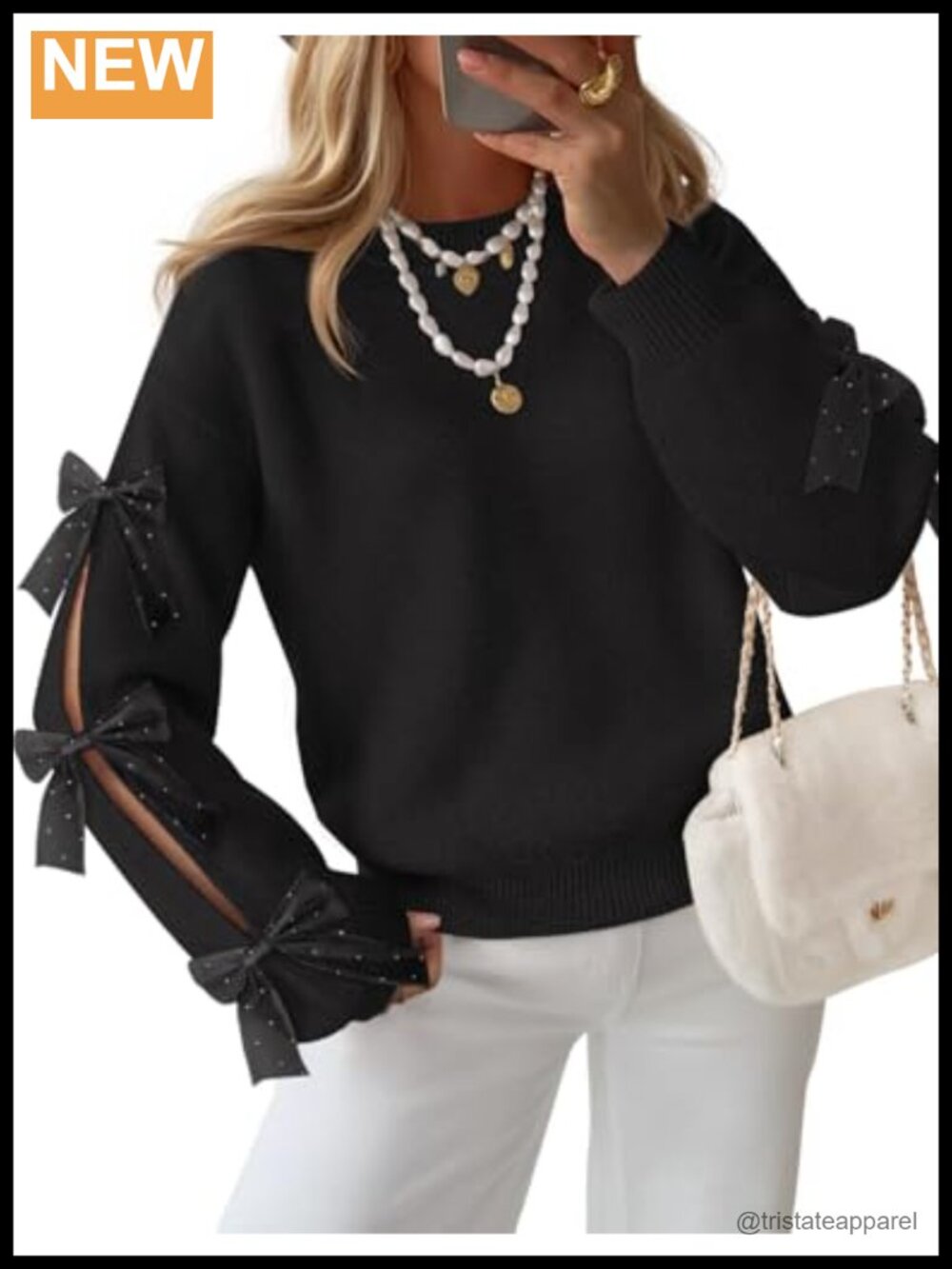Chunky Knit Oversized Sweater with Bow Sleeves Fall Winter